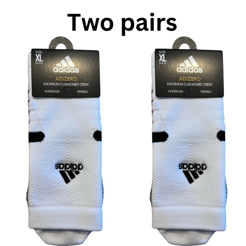 Adidas Adizero‎ Football Socks Max Cushioned Crew White Mens Size XL 12-1…